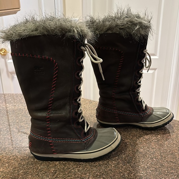 SOREL CATE THE GREAT LADIES BROWN GRAY WINTER SKI SNOW BOOTS-6M-1927-059 - Picture 4 of 14